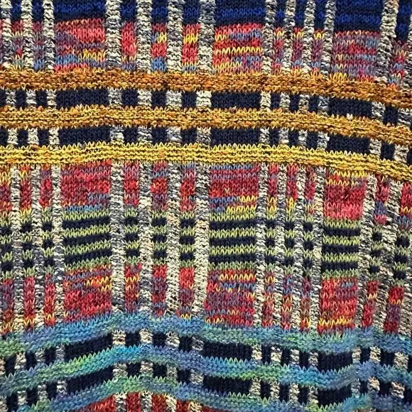 VINTAGE FIUME Long Slevee Multicolor Plaid Knit Pullover Sweater - Picture 8 of 10